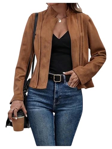 SOLY HUX Women's Faux Suede Cardigan Jacket
