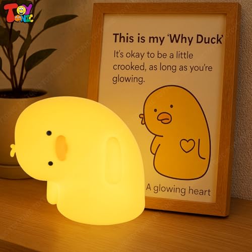 Image of TOYTONIC Why Duck Silicone Night Lamp - Cute Animal Bedside Light with Touch Control & 3 Color Modes, USB Powered Nursery Lamp for Kids, Baby, Toddlers, Women, Teen Girls & Diwali Gift