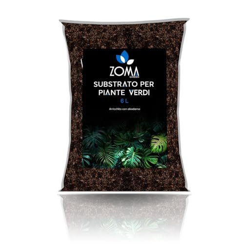 ZOMA Terriccio Piante Verdi di Qualità Superiore, Terriccio universale Senza Compostati, Alto Drenaggio e Contenuto di Nutrienti, Terra per piante con Humus di Lombrico - Sacco 6 Litri