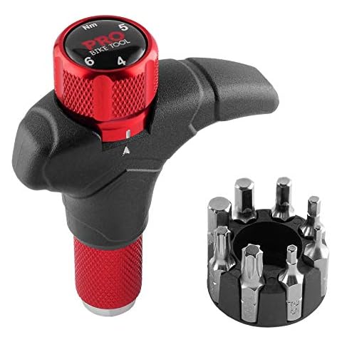 PRO BIKE TOOL Adjustable T Torque Wrench Red- 4, 5 and 6 Nm - Quality Bicycle Maintenance Tool for Road & Mountain Bikes - 1/4 Inch Drive Torque Wrench with Hex & Torx Sockets for Home Repair Cover