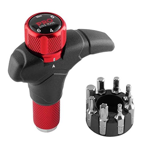 PRO BIKE TOOL Adjustable T Torque Wrench - 4, 5 and 6 Newton Meters - Quality Bicycle Maintenance Tool for Road & Mountain Bikes - 1/4 Inch Hex Driver Torque Wrench for Home & Roadside Repair