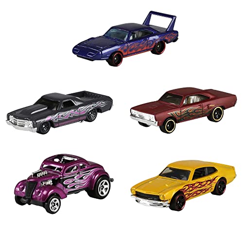 Hot Wheels 5-Car Pack Of 1:64 Scale Vehicles, Gift For Collectors & Kids Ages 3 Years Old & Up #TOP3