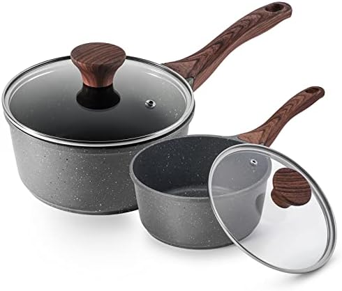 SENSARTE Nonstick Sauce Pan Set with Lid, 1.5QT + 2.5QT Saucepan ...