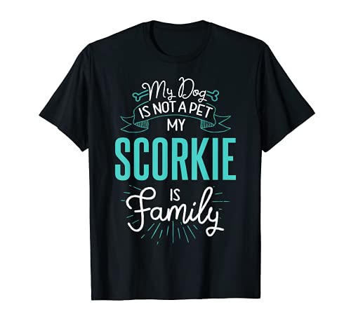 Cute Scorkie Design Family Dog Giftn T-Shirt, Black