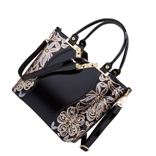 MOBUTOFU Bolso de Mano en Color Negro para Mujer Gran Capacidad de Pu y Sencillo, Adecuado para Trabajar y Viajar