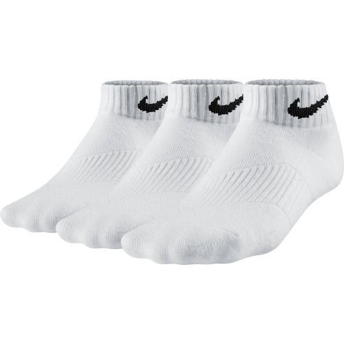 Nike Kids Boy's Cotton Cushion Moisture Management Low Cut 3-Pair Pack (Little Kid/Big Kid) White/(Black) SM (3 Little Kid - 5 Big Kid Shoe)2