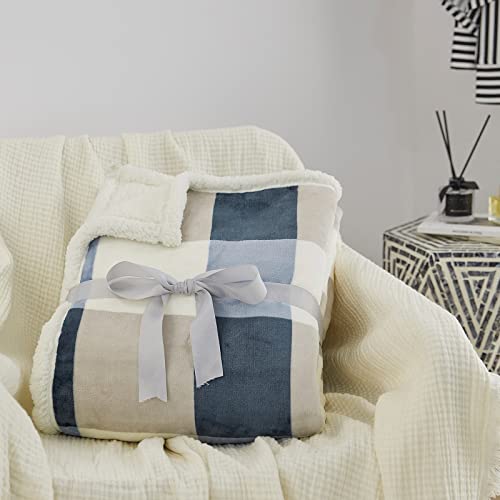 Pu Mei P021531575 Sherpa Fleece Throw Blanket 60 Inch X 80 Inch Reversible Plush Fluffy Large Big Blanket Lattice Flannel Blankets For Sofa Couch Bed thumb #6
