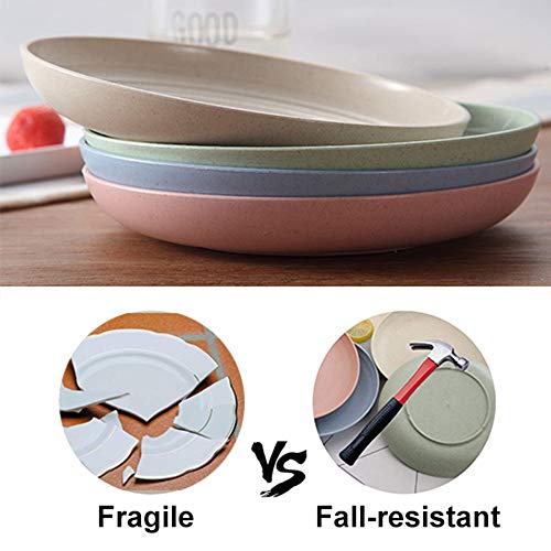 image for SUNTRY 4-Pcs 7.8in Wheat Straw Dinner Plates Microwave & Dishwasher Sa