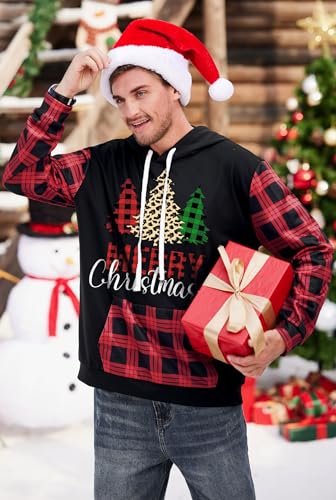 Arvilhill Men Ugly Christmas Hoodies Vintage Xmas Plaid Sweatshirt with Kangaroo Pocket (S-3XL) - Image 7
