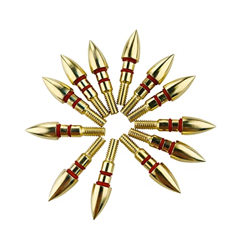 12Pcs Arrow Points Tips 75 90 100 125 150 200 250 300 350 Grain Broadheads Arrow Head Insert Hunting Archery Accessories Bows (75Gr Gold) #TOP3