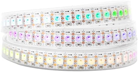 BTF-LIGHTING 3.2FT 1m WS2812B Gold Wire 100leds 100 Pixels Flexible Black PCB Individually Addressable LED Strip Dream Color IP30 Non-Waterproof DC5V for Indoor Lighting