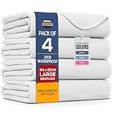 Utopia Bedding Washable Underpads 34' x 52' (Pack of 4), Waterproof Reusable Heavy Absorbency Incontinence Bed Pads for Adults, Kids, Elderly and Pets, Bedwetting Pads for Sofa and Couch (White)