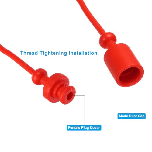 Image of PATIKIL ISO-A 1 /4 Hydraulic Coupler Male Dust Cap and Female Plug Cover, 4 Sets Hydraulic Quick Connect Coupling with Retention Ring Keeps Cap Connected to Hose