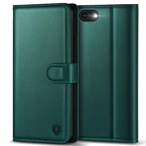 Image of Kuafcase Case Compatible for iPhone 7, iPhone 8, iPhone SE 2022, iPhone SE 2020, 4 Card Slots Magnetic Closure Kickstand Shockproof Protective Phone Case Compatible for iPhone 7/8/SE - Green
