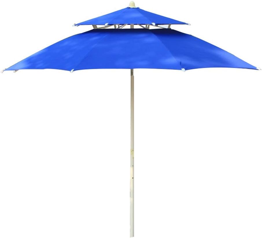 LSLYTQ Outdoor Patio Offset Market Umbrellas2.4m Double Top Patio Umbrella, Garden With Tilt Mechanism, Beach Umbrella, Third Gear Adjustable, Double-layer Reinforced Full Fiber Skeleton (Blue) good