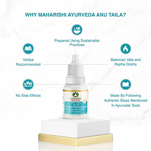 Maharishi Ayurveda Anu Taila - Nasal Congestion Relief Oil | Migraine & Sinusitis Treatment | Improve Sensory Perception | Herbal Formula 10 ml (Pack of 3)