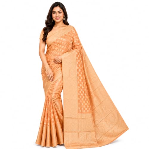 Image of Organza Silk Saree Wedding For Women Banarasi Sadi Original Kanchipuram Pure Rich Pallu Sari With Blouse Piece