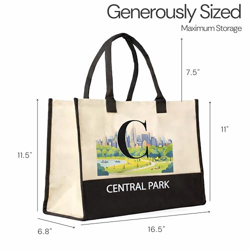 Image of Salt Earth Cotton Canvas Tote Bag - Alcatraz Island Landmark Design with Custom Initial, Durable Shoulder Bag for Women