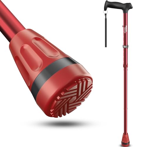 HEALTHBAZAAR 杖 男性用と女性用- 折りたたみ杖 - つえ 高齢者 の軽量 - 敬老の日・母の日・父の日プレゼント (レッド)