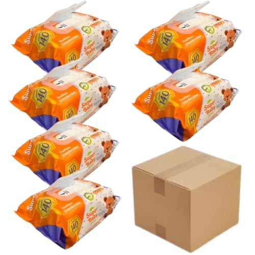 Lenços umedecidos toalhas umedecidas premium kit 6 Pacotes com 140 unid. Super Baby Green Proteção do Bebê Na Caixa