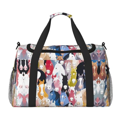 Sacs de week-end colorés avec imprimé chevaux sac de voyage femme
