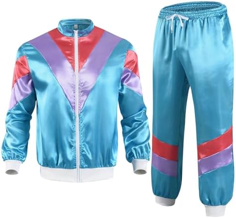Unisex Adult 70s 80s Tracksuit 2 Piece 90s Retro Windbreaker Jacket Set Disco Hip Hop Performance Costume Y2K Neon Outfits - 1