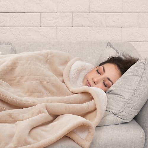 Sealy Cobertor Elétrico Queen Size, Flanela E Cobertor Aquecido Sherpa Com 10 Configurações De Aquec