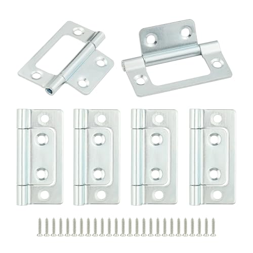 Image of Flush Door Hinges 6pcs,Zinc Plated-51mm(2inch) with Screws for Cabinet | Door Hinges, Flush Mount Hinges for Door, Closet, Windows, Drawer, Boxe, Wardrobe
