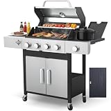4-Burner Propane Gas Grill with Side Burner