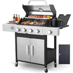 4-Burner Propane Gas Grill with Side Burner
