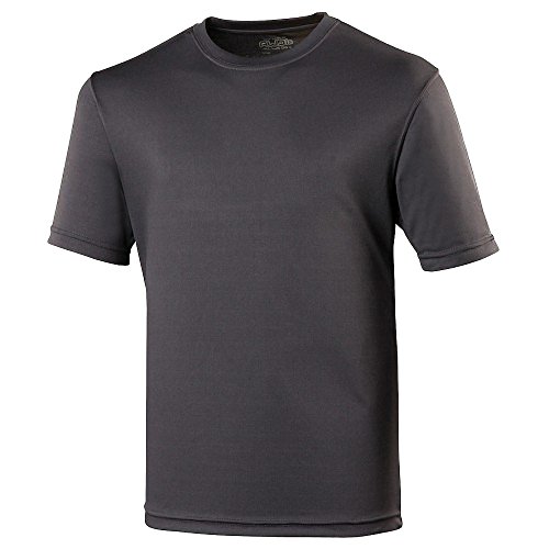 Just Cool Mens Performance Plain T-Shirt (L) (Charcoal)