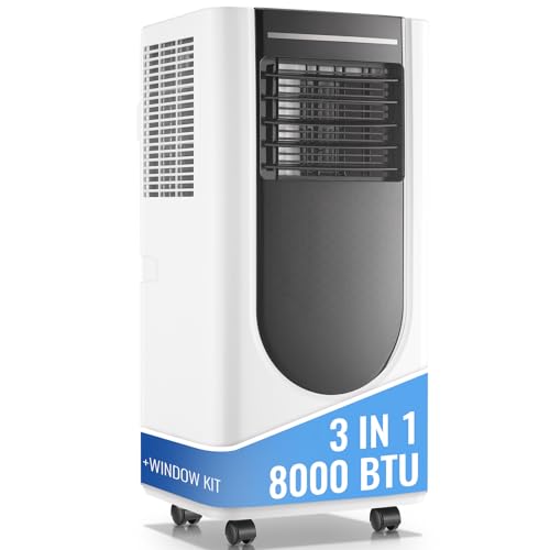 Image of Portable Air Conditioner 3 In 1 Portable AC with Remote Control 8000 BTU ASHRAE (4400 BTU SACC) Dehumidifier, Fan Mode Suit for Room up to 250 Sq. ft Black&White