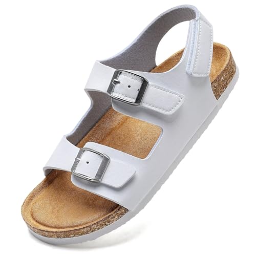 Image of Torotto Toddler Kids Sandals Boys Girls Cork Footbed Sandals with Adjustable Buckle Casual Slides Open Toes Flat