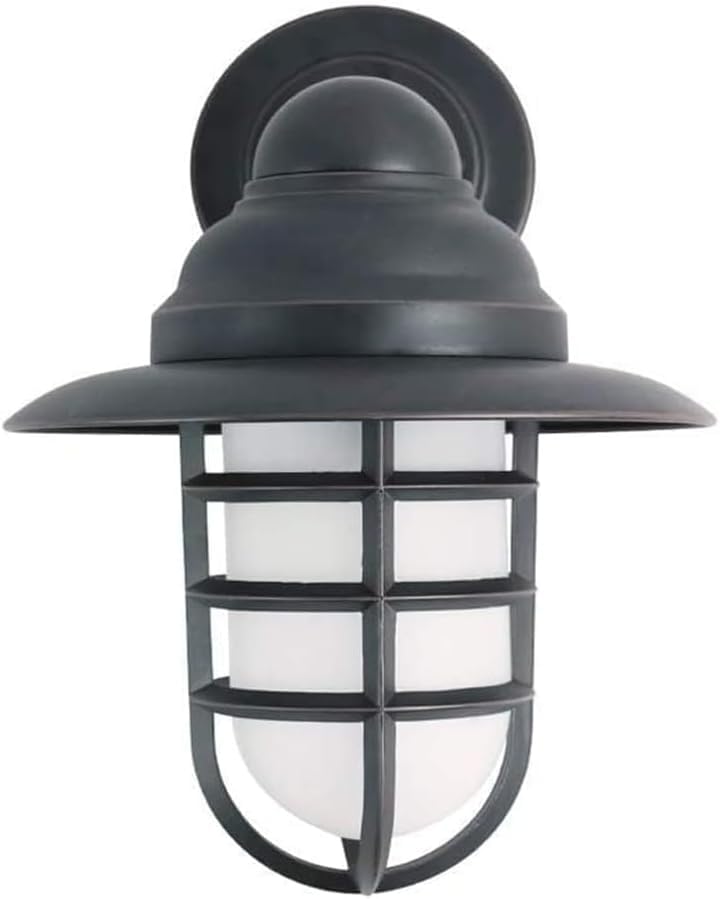 Amerykańska lampa ścienna E27 z matowego szkła, styl industrialny, odporna na wiatr i deszcz, na podwórko lub balkon (kolor: domyślny)