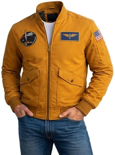 Blouson aviateur en coton veste jaune homme pour festival et cosplay