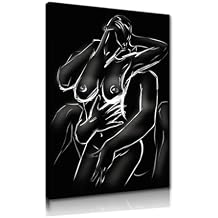 Yatsen Bridge Naked Couple Wall Art Women Body Abstract Canvas Decor Black White Sexy Poster Romantic Bedroom Wall Artwork Home Decorations Framed Ready to Hang WRAPPED CANVAS 12" L x 16" W