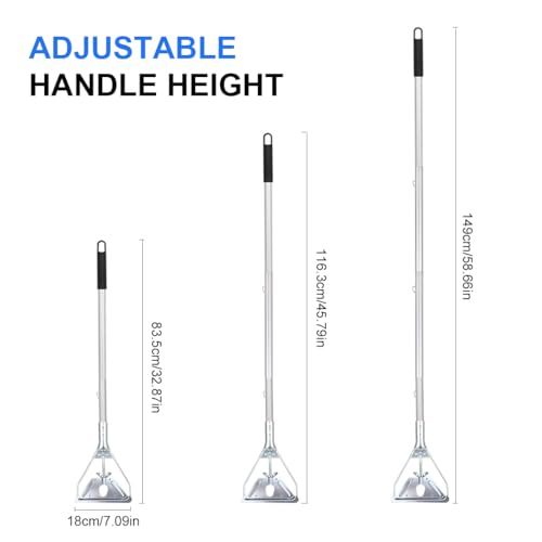 Image of Mop Handle Commercial Heavy Duty - 57 Inch Industrial Metal Clamp Mop Stick Replacement for Floor Cleaning - Professional Mops Head Replacement Holder