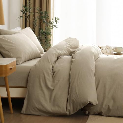 Freyamy Bettwäsche 135x200 Baumwolle Khaki Unifarbig ÖKO-TEX Bettwäsche Set – Ansicht 4