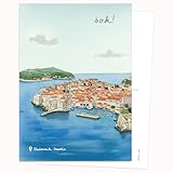 Carte postale : bok ! Motif ville avec de l'eau - Cartes postales pour de courtes salutations.