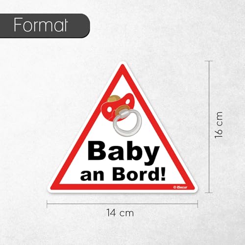 easydruck24de 1 Auto-Aufkleber Baby an Bord I kfz223 I 16 x 14 cm groß I Mädchen Sticker mit Schnuller I Hinweis-Aufkleber Achtung Vorsicht dreieckig wetterfest