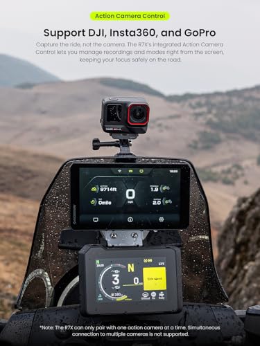 Image of R7X Wireless Motorcycle Apple CarPlay & Android Auto Screen, Quick-Release Cradle (BMW-Style Convenience), 7 inch 1200 Nits 60fps Display, IP69K Waterproof, Action Camera Control, Universal Fit
