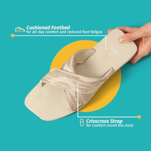 Image of YOHO Flats for Women | Lightweight, Anti-Skid, Cushioned Footbed Flip Flops | Casual & Fashionable for Everyday Use EVA Sandals 002