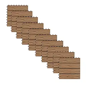 Kinora Deck Panel Natural Teak | Wooden Flooring | Waterproof and Slip-Resistant | Suitable for Indoor & Outdoor Flooring, Decks, Patios, Pathways, Baths, Pools (10 Piece)