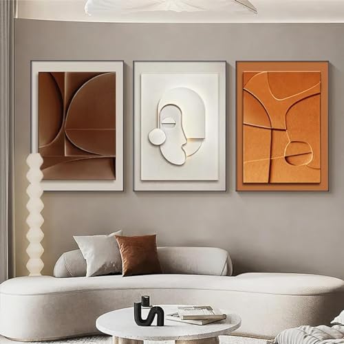 Peinture sur toile abstraite pour chambre à coucher, triptyque mural d'art minimaliste chic