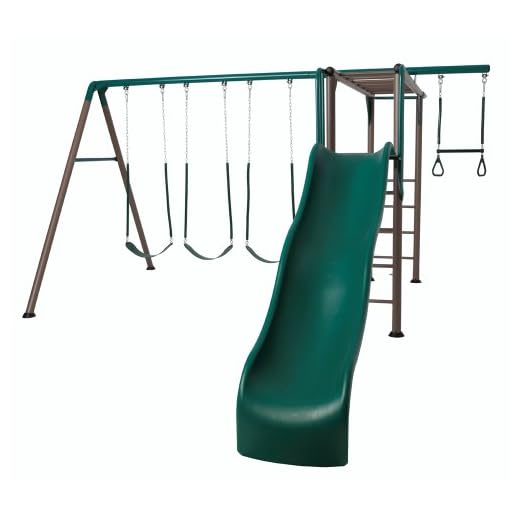 Lifetime 90143 Monkey Bar Adventure Swing Set with 9 Feet Wavy Slide, Earthtone