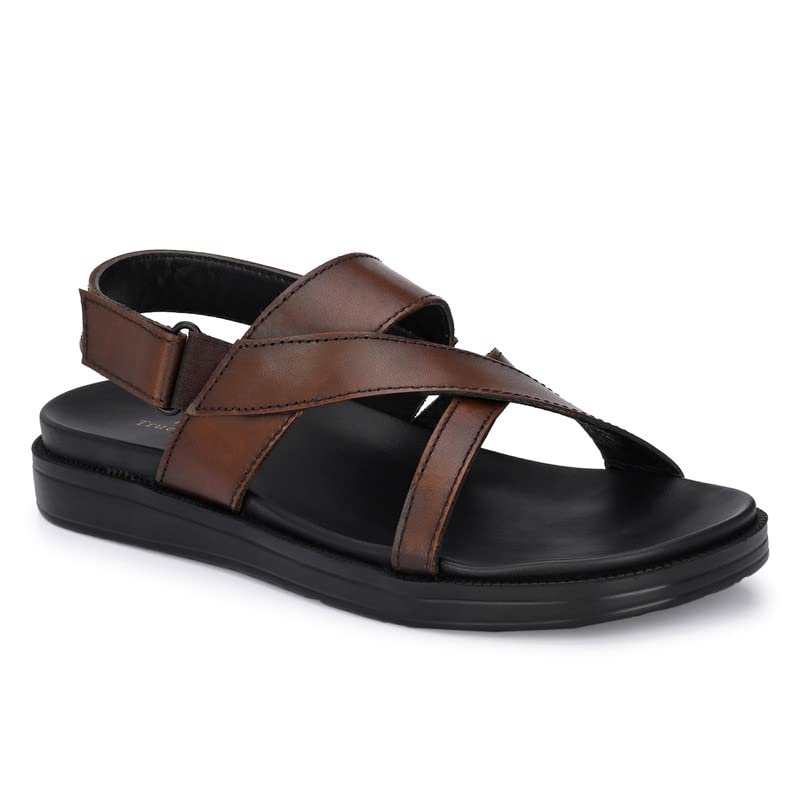 TrueYarn Genuine Leather Sandals for Men | Fashion Sandals for Men | Stylish | Super Comfortable | Durable | Anti-Skid | UK - 7 (Brown) (B0BQYWD1CR) Amazon Price History, Amazon Price Tracker