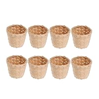 Docache 8 Stücke Mini-Körbe für Süßigkeiten und Sukkulenten Blumentopf Kaktus Topf Pflanzkorb Obstkorb Dekorationen Rattan Korb Geflochtener Blumenkorb (Klein)