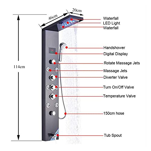 Panel de ducha con pantalla digital y control de temperatura, columna de grifería para baño miniatura 5