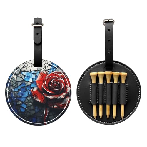 Broken Red Rose Black Golf tee Storage Bag - Durable and wear-Resistant Golf Accessories