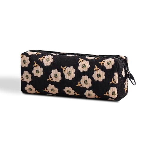 Image of Pencil Case Pen Case Office College School Storage Bag Pouch Holder Box Organizer Makeup Pouch Cosmetic Bag Aesthetic floral flower Cute Pencil Case for Girls Boys Kids (Black plum blossom)